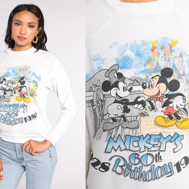 Mickey Mouse Sweatshirt -- 80s Disneyland Sweater 1988 60th Birthday Shirt Disney Raglan Sleeve Shirt Cartoon Crewneck Vintage Small S 