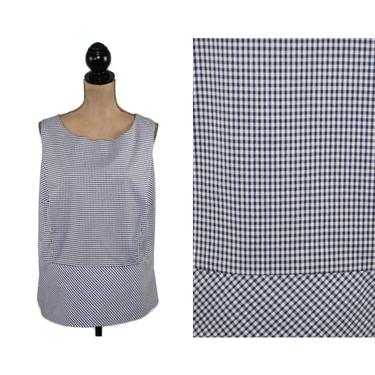 Blue & White Gingham Top 2X 3X, Plus Size Sleeveless Cotton Blouse, Summer Clothes Women, Vintage Y2K 2000s Clothing from Talbots NWT 