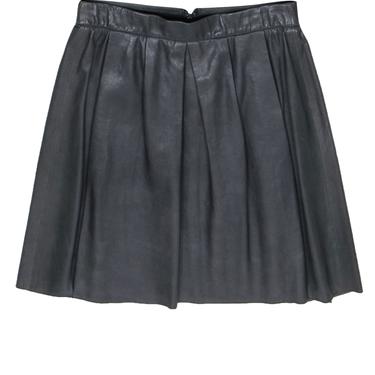 Vince - Dark Grey Leather Pleated Skater Skirt Sz S