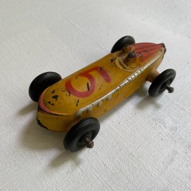 Antique Sun Rubber Company Race Car Number 5, Toy Car Roadster, Sports Car Yellow And Red, Car Collector 