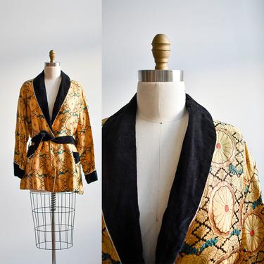 Vintage Gold Brocade Japanese Smoking Jacket 