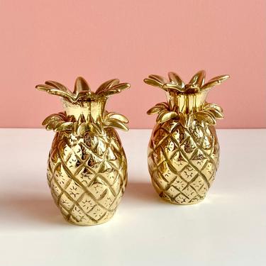 Pair of Brass Pineapple Candlestick Holders 