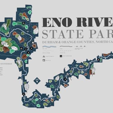 Eno River State Park decorative map print 11x17 