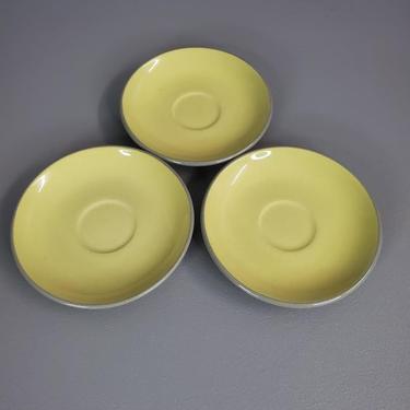 Set of 3 Harkerware Yellow Saucer Plates 