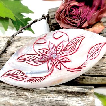 VINTAGE: Hand Carved Shell Barrette - Floral Barrette - MOP Barrette - Mother of Pearl Barrette - SKU 34-255-00014945 