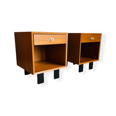 Pair George Nelson Walnut Nightstands for Herman Miller