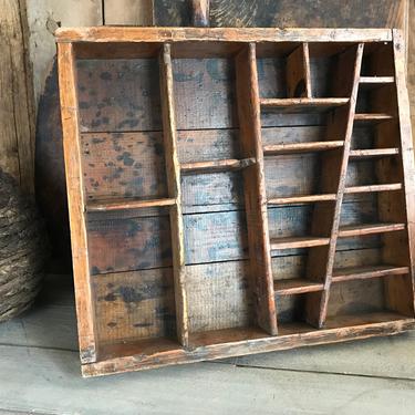 Antique Wood Printer Drawer, Shadow Box, Display, Printer Type Set Storage, Organizer 