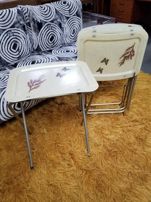 Set of 4 vintage fiberglass TV trays from Peg Leg Vintage of Beltsville