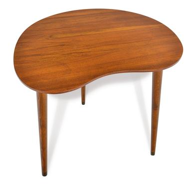 Danish Mid Century Modern Biomorphic Elm Side Table 