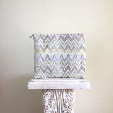 Zero Waste Chevron bag, yellow clutch, leather clutch, Cute Bag, Gift for her, zipper pouch, yellow bag 