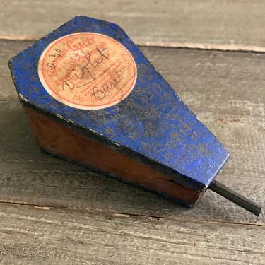 French Garden Bellows, Wood Leather, Antique French Gardening Tool, Collectable, Original Label, Primitive Decor 