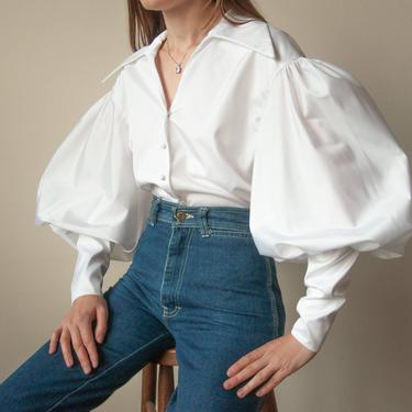 6560t / white mutton sleeve blouse / us 6 