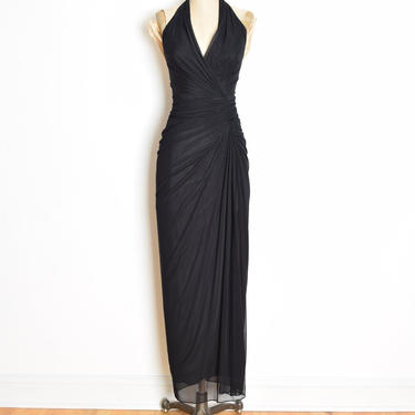 vintage 90s dress TADASHI black mesh halter gown | Hunca Munca Vintage -  Chicago, IL | ATTIC