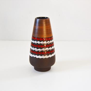 West German Art Pottery Tapered Bud Vase, Scheurich, Bay Keramik, 135-15 