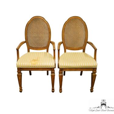 Set of 2 BERNHARDT FURNITURE Italian Neoclassical Tuscan Style Cane Back Dining Arm Chairs 111-512 