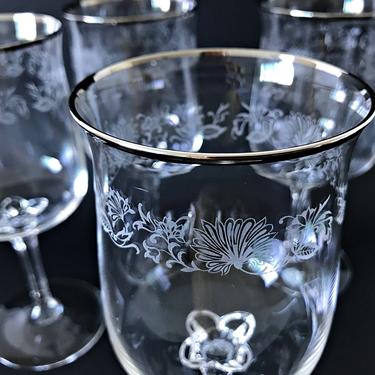 Two Vintage crystal silver rim wine glasses Lenox crystal tulip shaped sangria cocktail glasses / ice tea glasses White Echo 