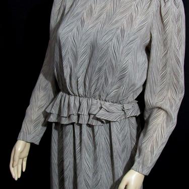 Vintage 80s Abstract Print Sheer Dress Nylon Modest Dress Day Dress Secretary Dress 