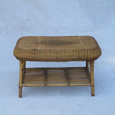 Wicker Coffee Table RattanSmall Side Table Wicker Patio Table Outdoor Furniture Boho Coffee Table Jute Side Table Beach Two Tear Jute Table 