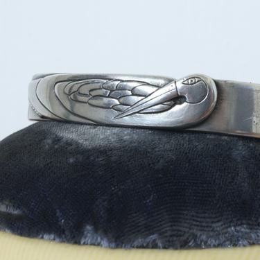 rare vintage 1980s Laurel Burch cuff • silver tone nile bird bracelet in pewter 