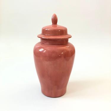Vintage 1980s Pink Ceramic Ginger Jar 