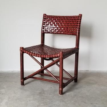 Vintage McGuire Woven Leather Bamboo Chair. 