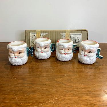 Vintage Noel Winking Santa Mug Set with Box Made in Japan 