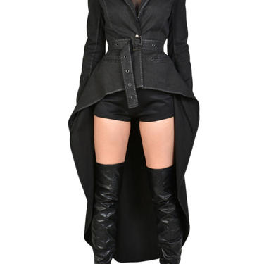 Ajam Laminated Asymmetric Nipped Waist Jacket