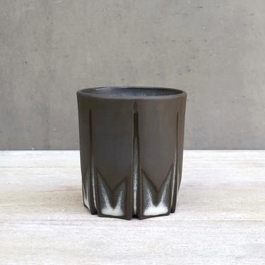 Little Porcelain Ceramic &amp;quot;Stealth&amp;quot; Cup  -   Matte Black/ Brown with Satin Feathered White/ Grey interior 