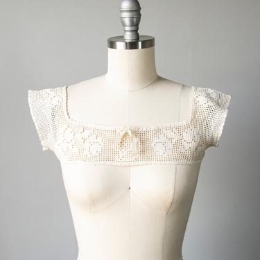 Antique Yoke Cotton Filet Crochet Lace Camisole 