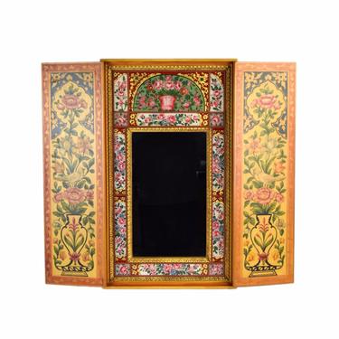 Vintage Midcentury Widdicomb Hand Painted Eglomise Mirror Concealed Cabinet 