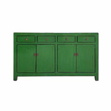 Chinese Distressed Bight Grass Green Sideboard Buffet Table Cabinet cs7078E 