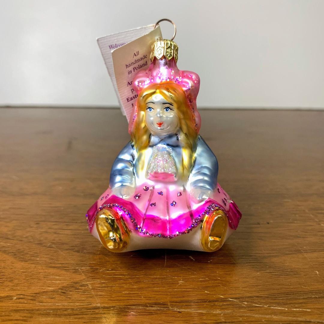 Vintage Varsovia Christmas Ornament Hand Blown Glass Poland Girl in