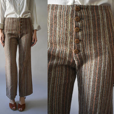 1970s Wool Bell Bottoms Striped Bell Bottoms Vintage Bell