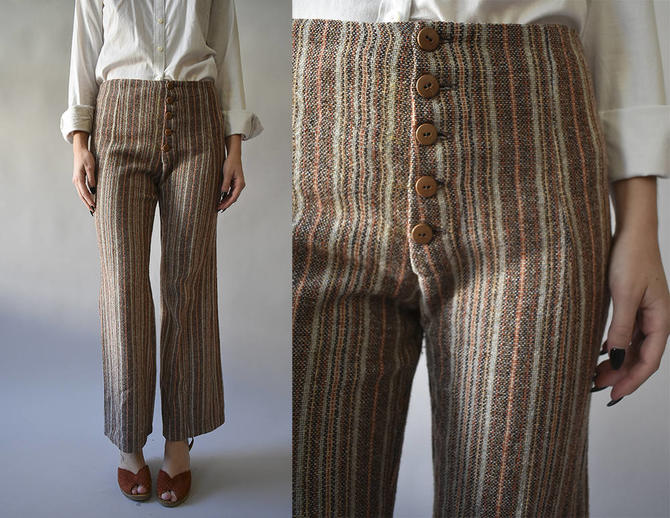 1970s Wool Bell Bottoms Striped Bell Bottoms Vintage Bell Bottoms Milk Ice Baltimore MD