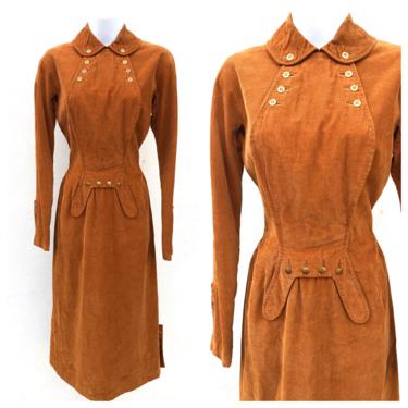 Vintage VTG 1950s 1960s Oleg Cassini Brown Corduroy Wiggle Dress 