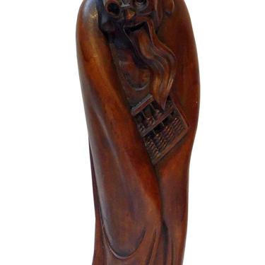 Unique Collection Chinese Traditional Wood Carved Old Man Rich Stingy Figure Statue n243E 