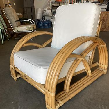 Restored Deluxe Criss Cross Four-Strand &quot;Half Moon&quot; Rattan Four-Strand Lounge Chair 