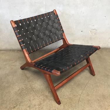 Modern Leather Strap Lounge Chair