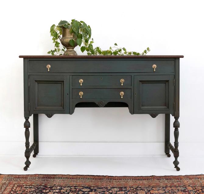 Available Hand Painted Green Vintage Buffet Table Traditional