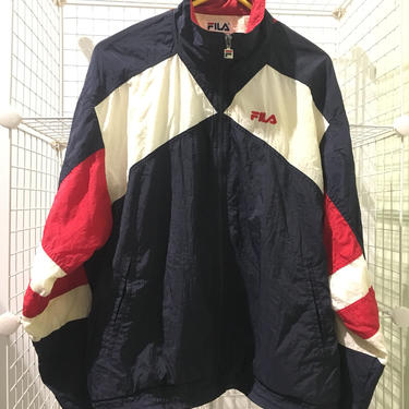FILA 90年代　track jacket Vintage Fila Sport Track Jacket: 90s Blue Red White, Men's Large