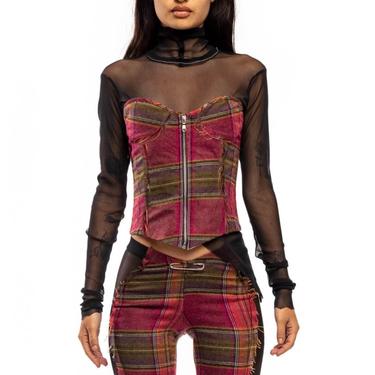 OPEN SEAM CORSET IN WARM PLAID