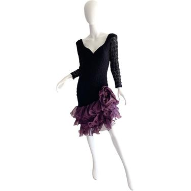 80s Climax Karen Okada Dress / Vintage Lace Origami Dress / 1980s Party Disco Dress XS Small 