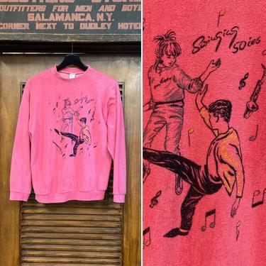 Vintage 1980’s Terry Cloth 1950’s Style Dance Sweatshirt New Wave Rockabilly, 80’s New Wave, 80’s Sweatshirt, Vintage Clothing 