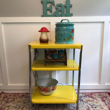 Costco Metal Cart Yellow serving cart vintage rolling vintage kitchen cart, coffee station Perfect Vintage Cart 