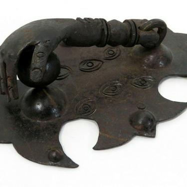 ANTIQUE Forged Iron BALL IN HAND OF FATIMA DOOR KNOCKER Victorian ARTS & CRAFTS