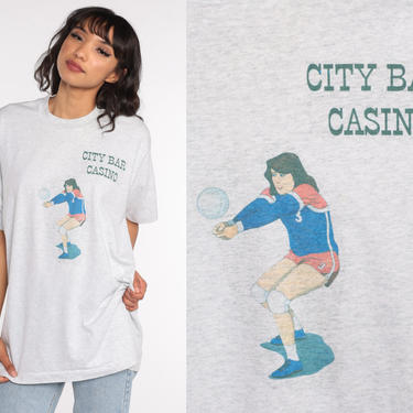 Volleyball Shirt City Bar Casino Shirt Graphic Tee Vintage Sports 80s Tshirt Retro T Shirt Print 90s Fruit of the loom Large xl 