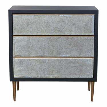 Port 68 Modern Black and Antique Mirror Chest of Drawers