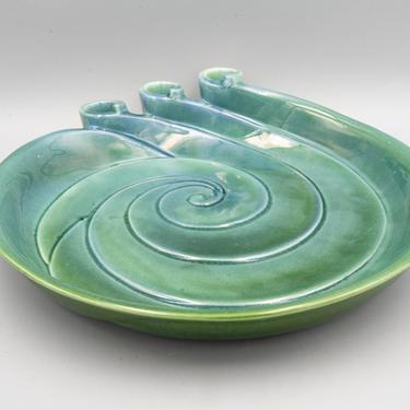 Haeger Potteries Serving Platter and Candleholder | Vintage Ceramic Beach Decor | Mid Century Modern Tableware 