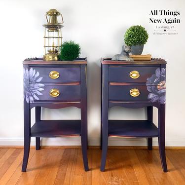 Purple Nightstands | Purple Bedside Tables | Purple Boho Bedroom Furniture | Purple End Tables | Purple Side Tables | Boho Nightstands 
