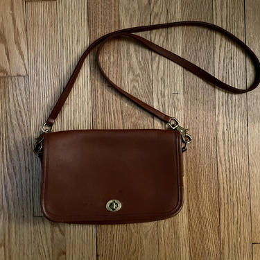 Vintage Coach Bag Penny Pocket Bag in Brown Leather Crossbody 